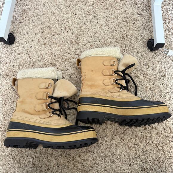 Sorel Mens Caribou Buff Waterproof Winter Boots Size 7 Tan Black Outdoor Winter - Picture 3 of 11